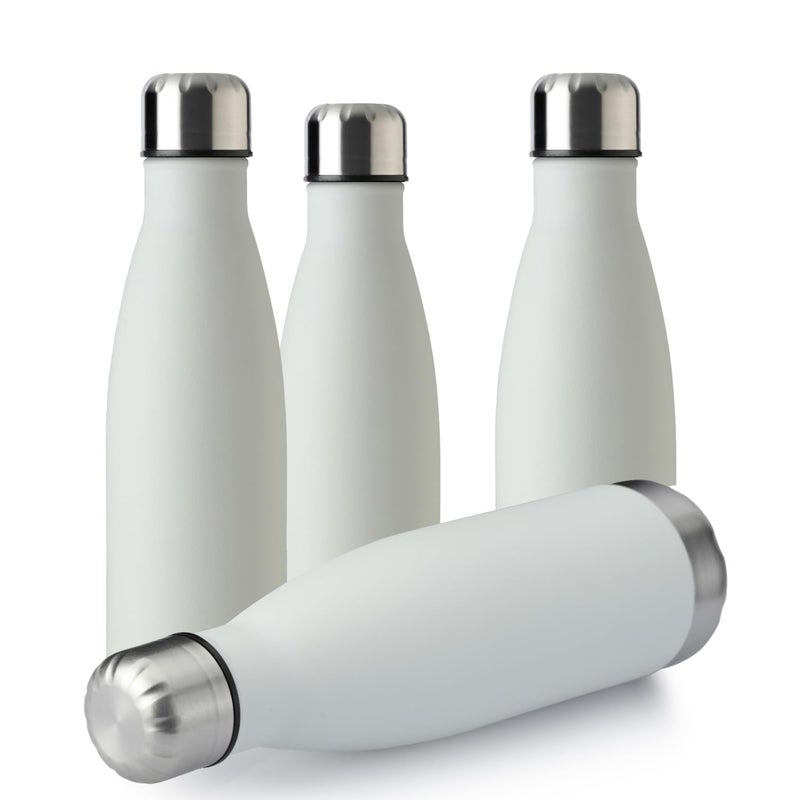 MEWAY 17oz Sport Water Bottle 4 Pack Vacuum Insulated Stainless Steel Leak-Proof Double Wall Cola Shape Water Bottle,Keep Drinks Hot & Cold(White,4 Pack) - Image 1